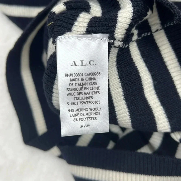 A.L.C. Flutter Sleeve Striped Top In Midnight/Blue small - Picture 7 of 8